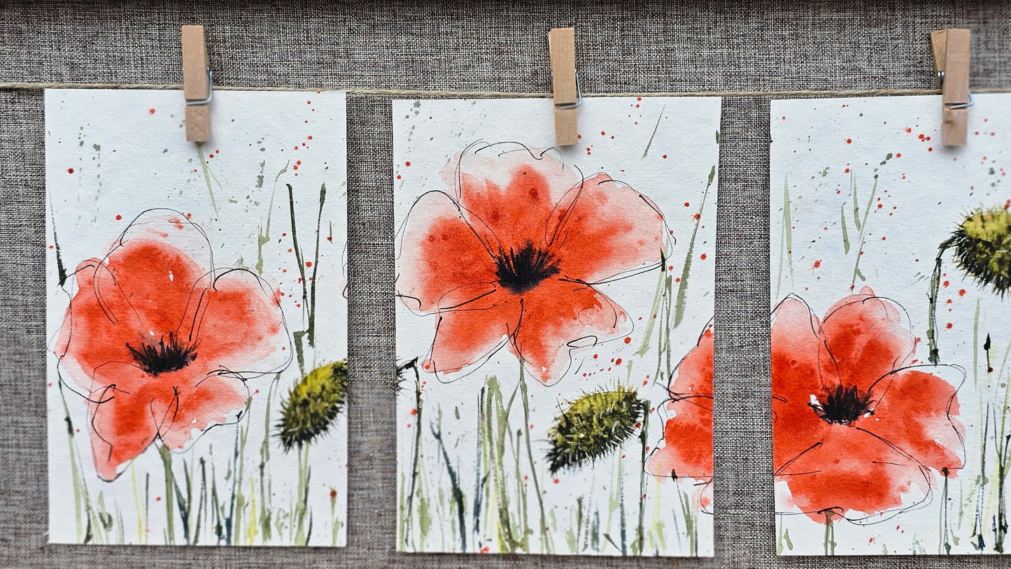Les coquelicots en triptyque