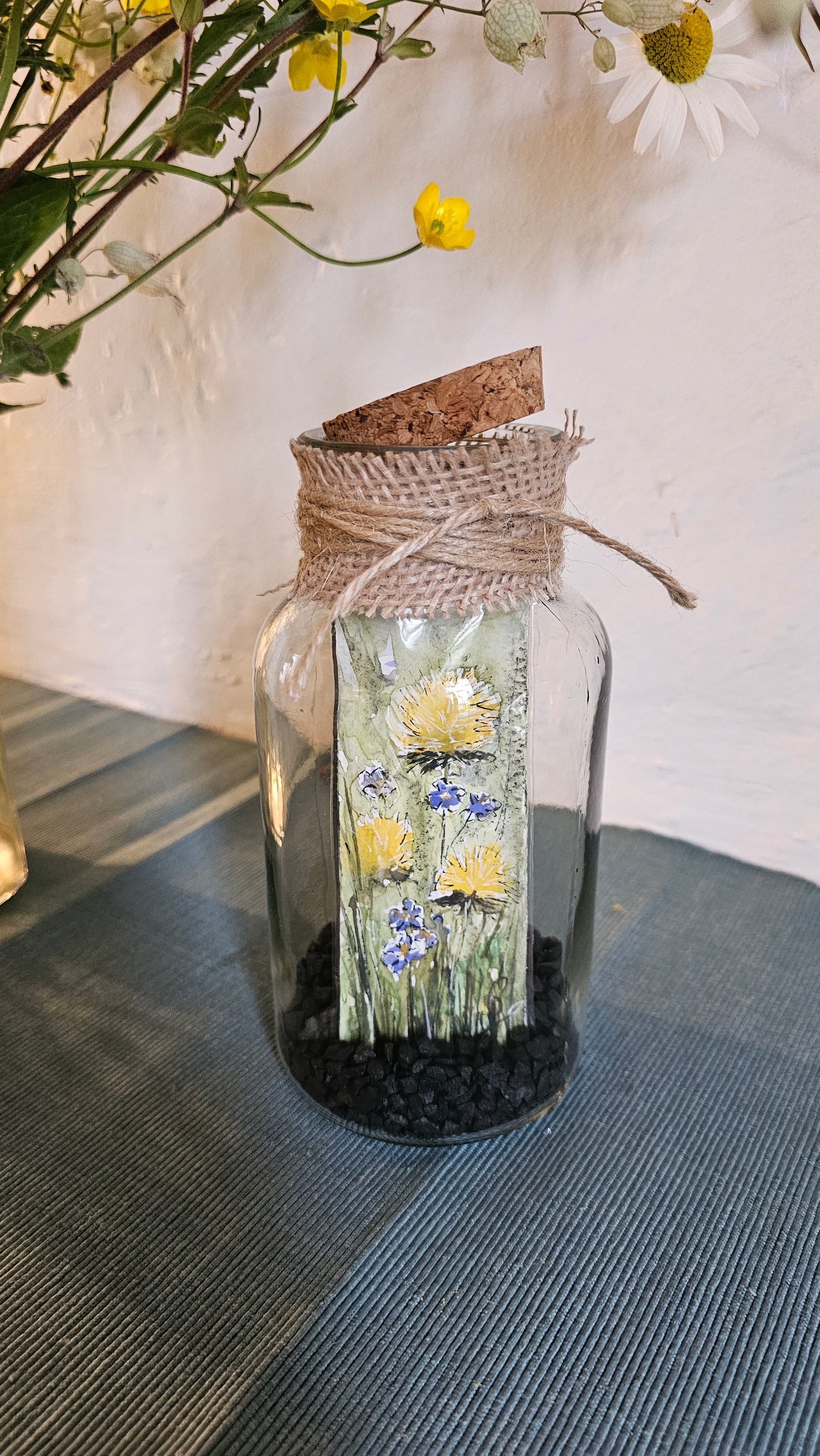 Vase aquarelle pissenlits