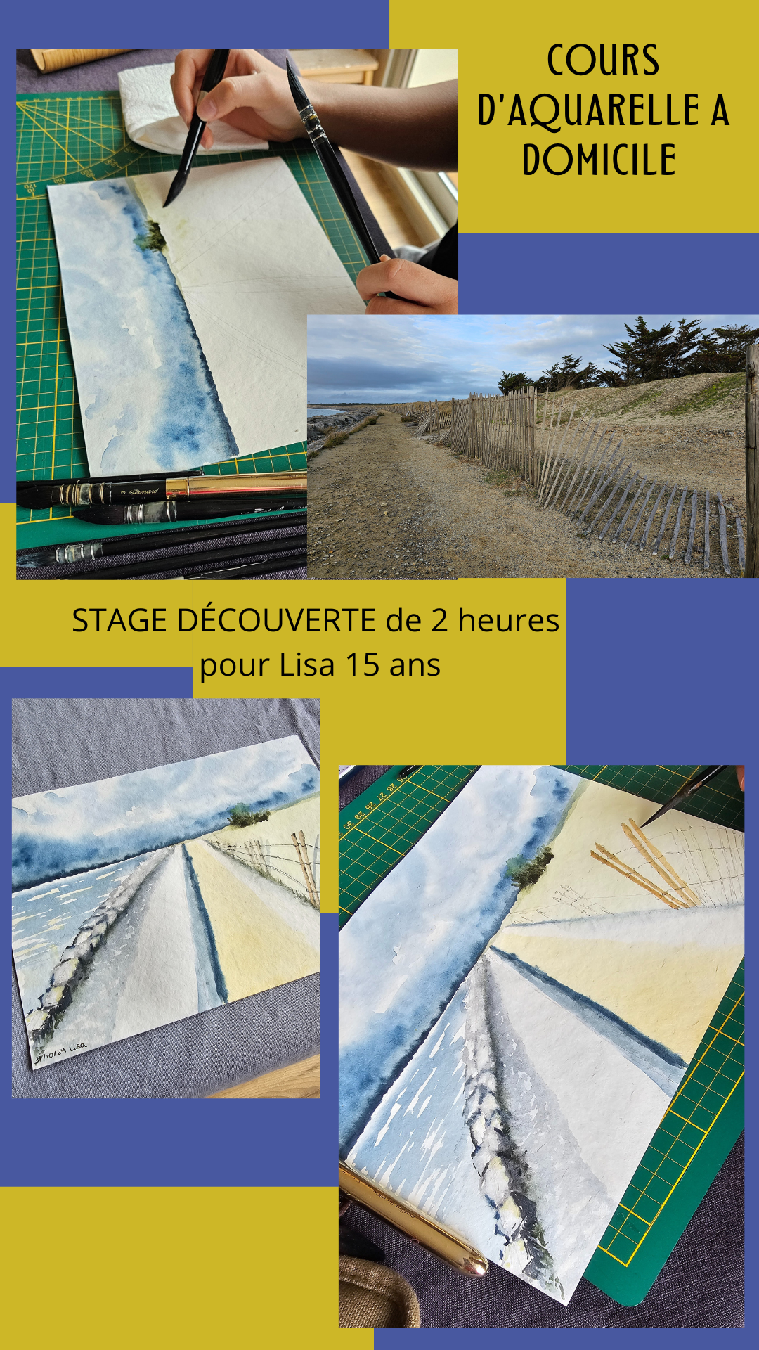 COURS AQAUARELLE A DOMICILE : ATELIER DECOUVERTE DE 2 HEURES