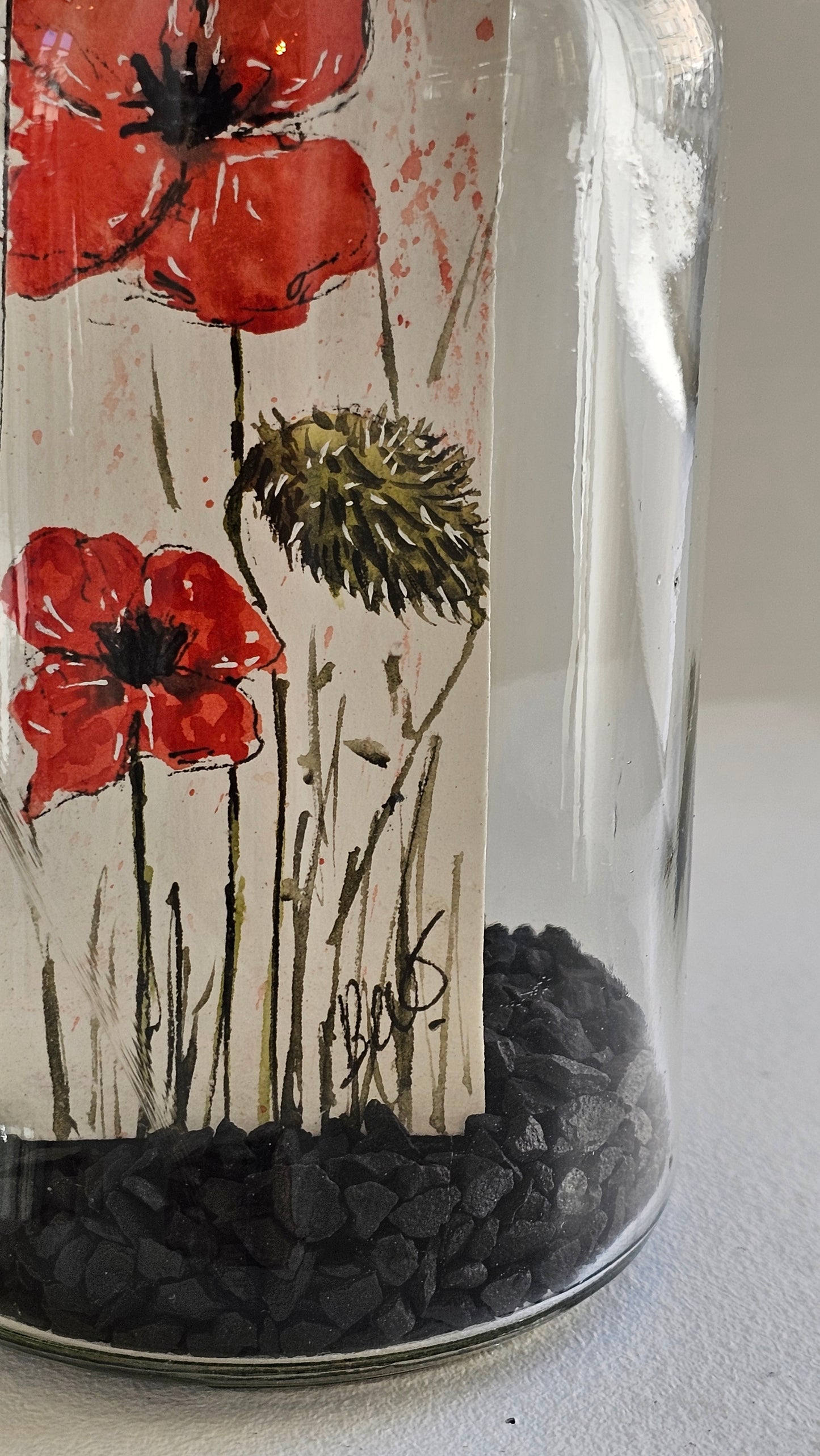 Vase aquarelle coquelicots