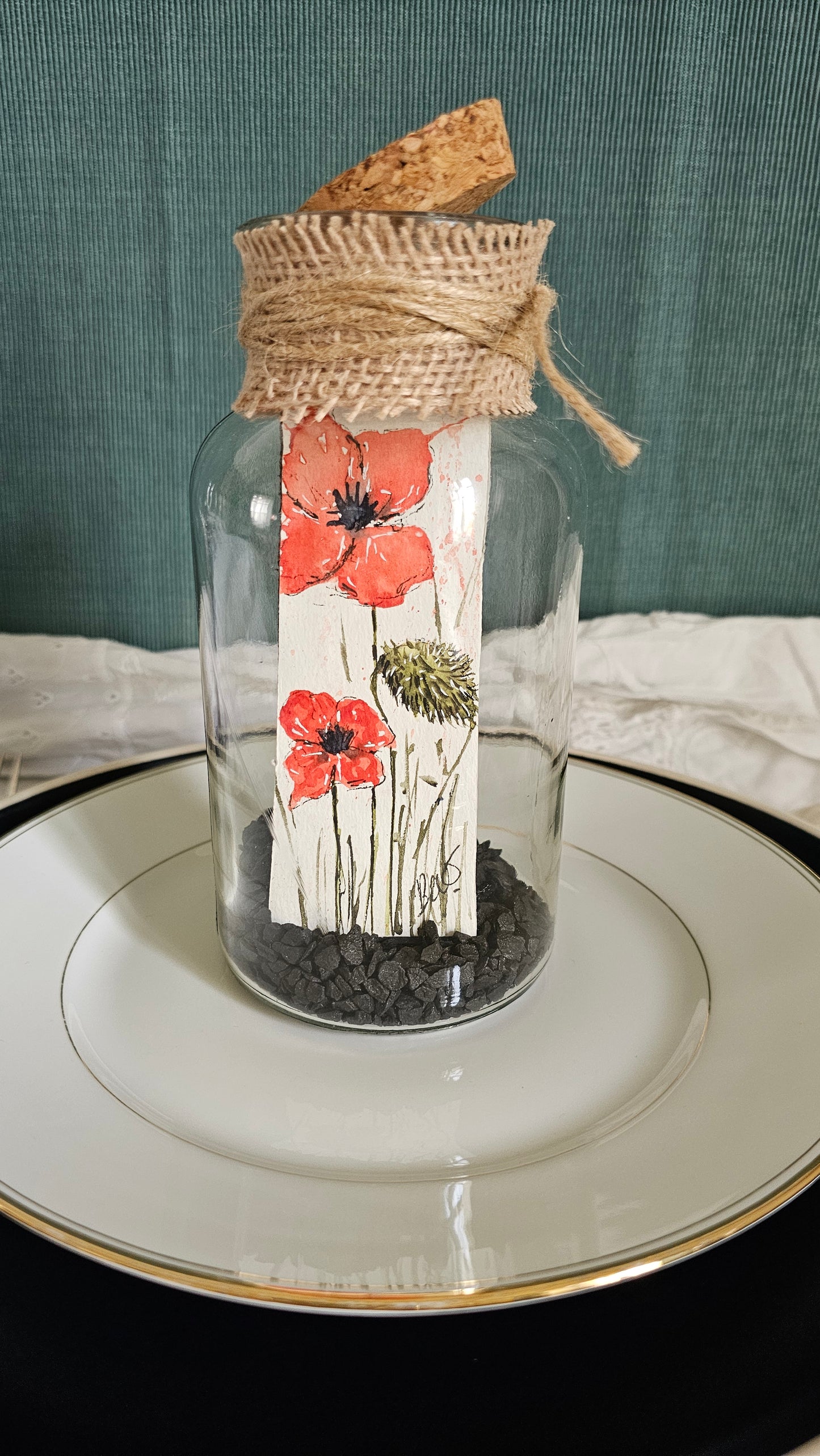 Vase aquarelle coquelicots