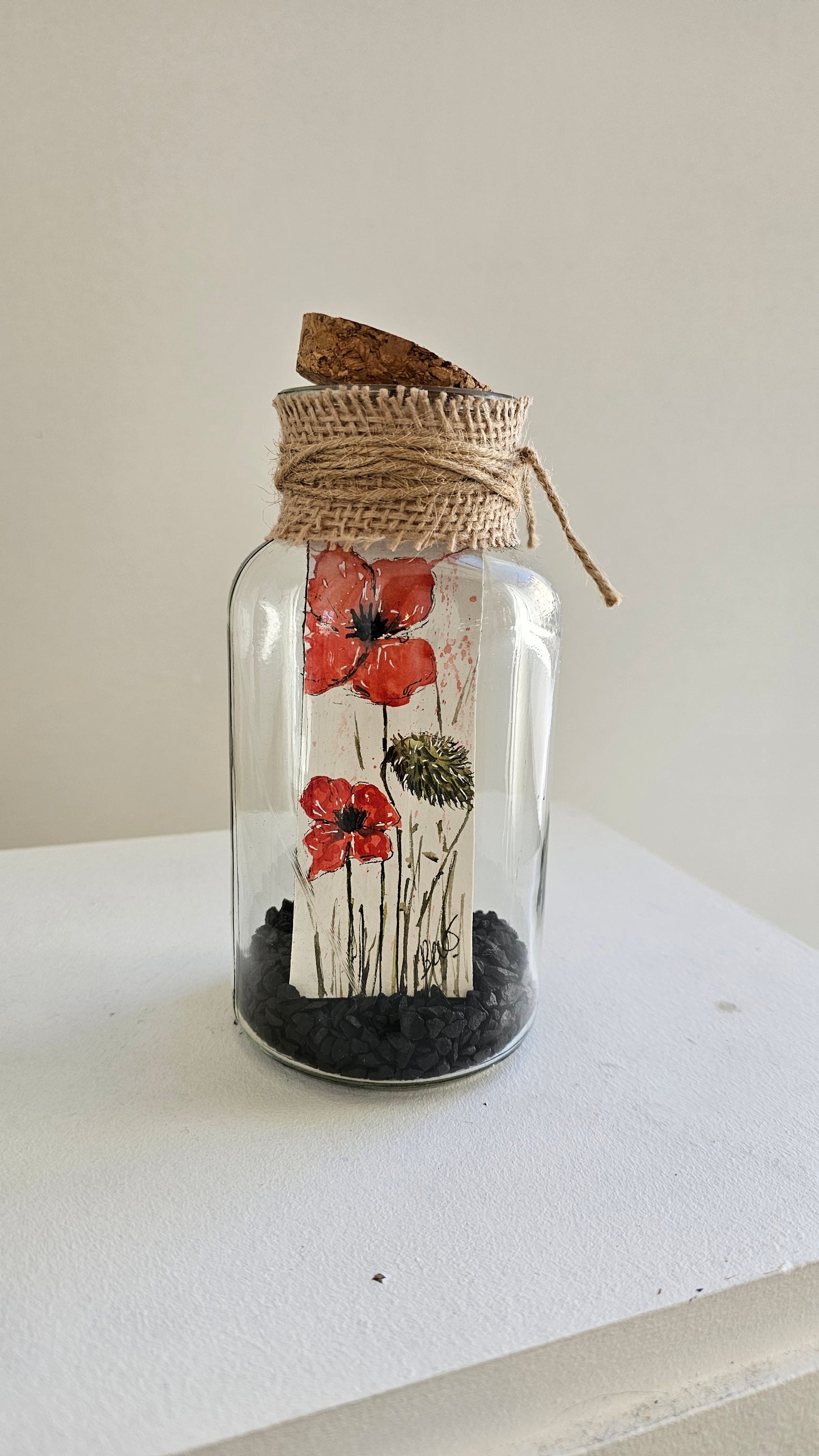 Vase aquarelle coquelicots