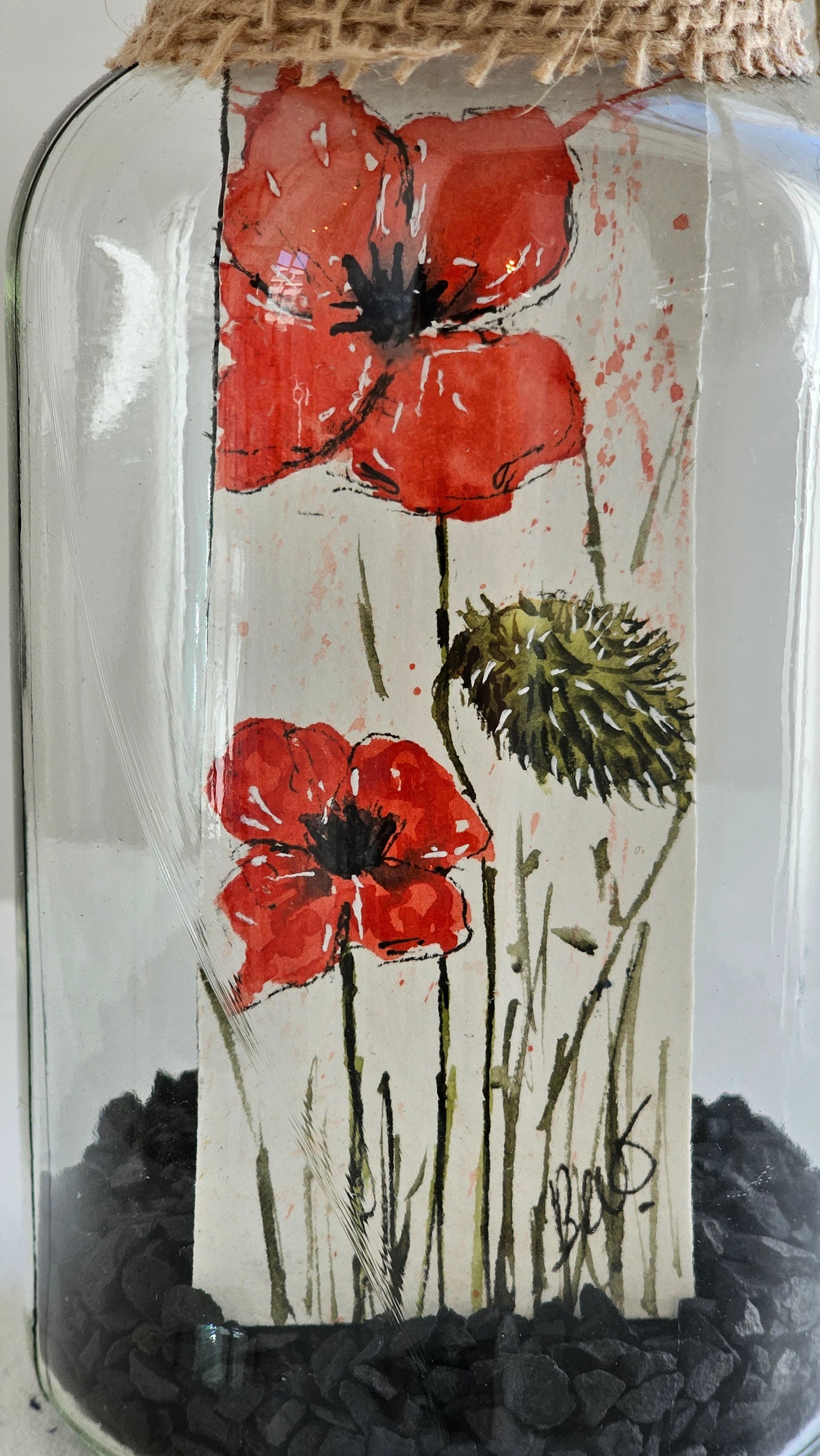 Vase aquarelle coquelicots