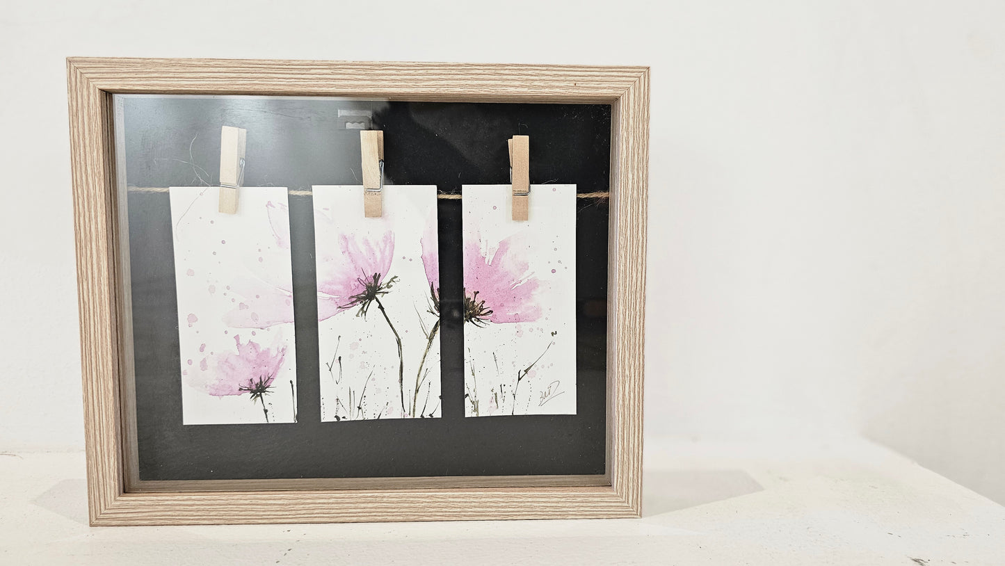 Triptyque cosmos roses