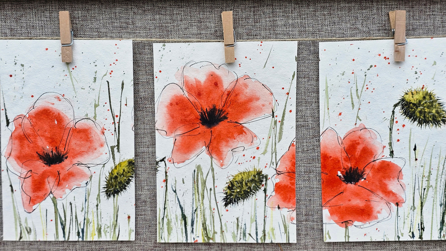 Les coquelicots en triptyque