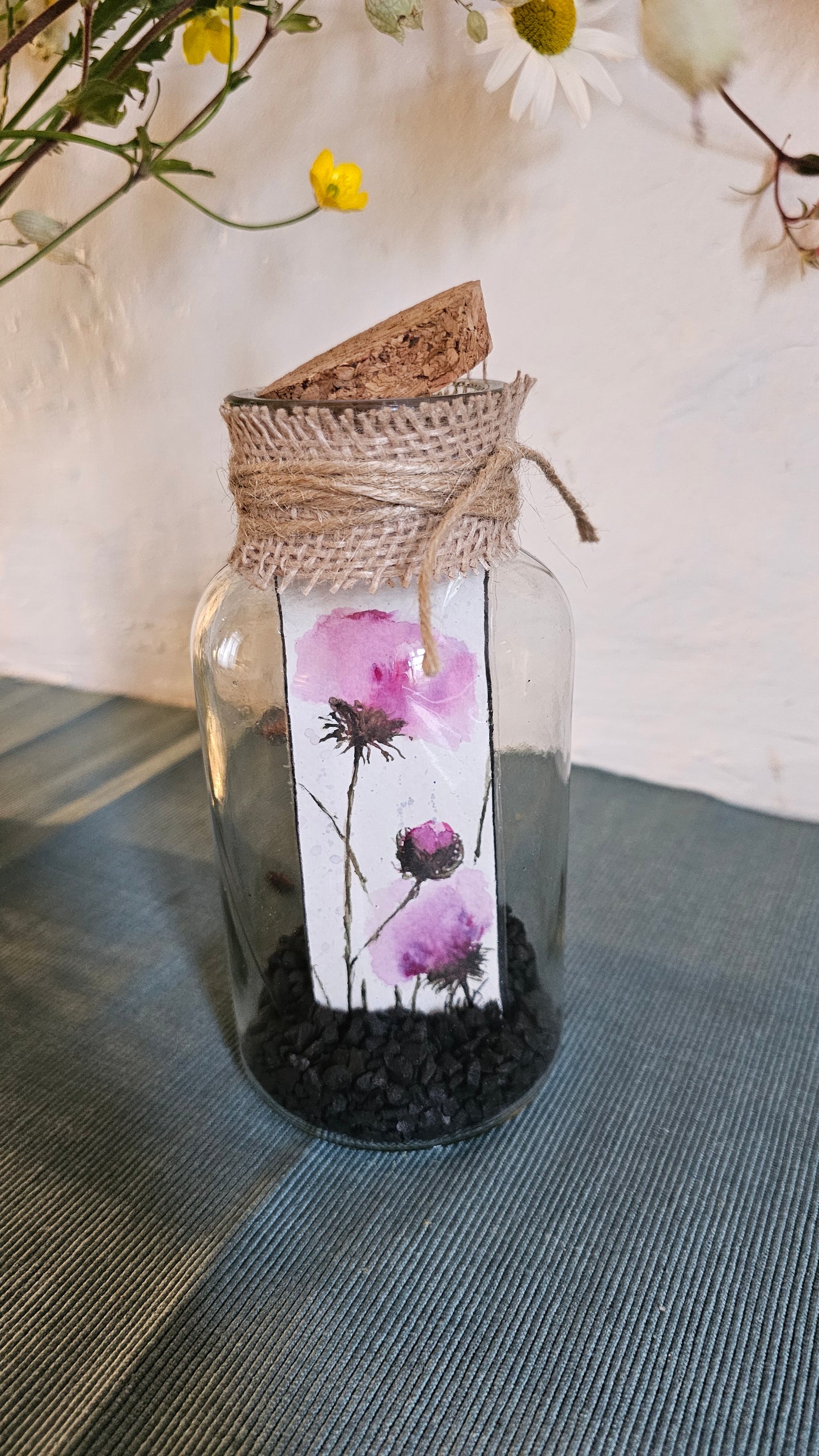 Vase aquarelle pavots