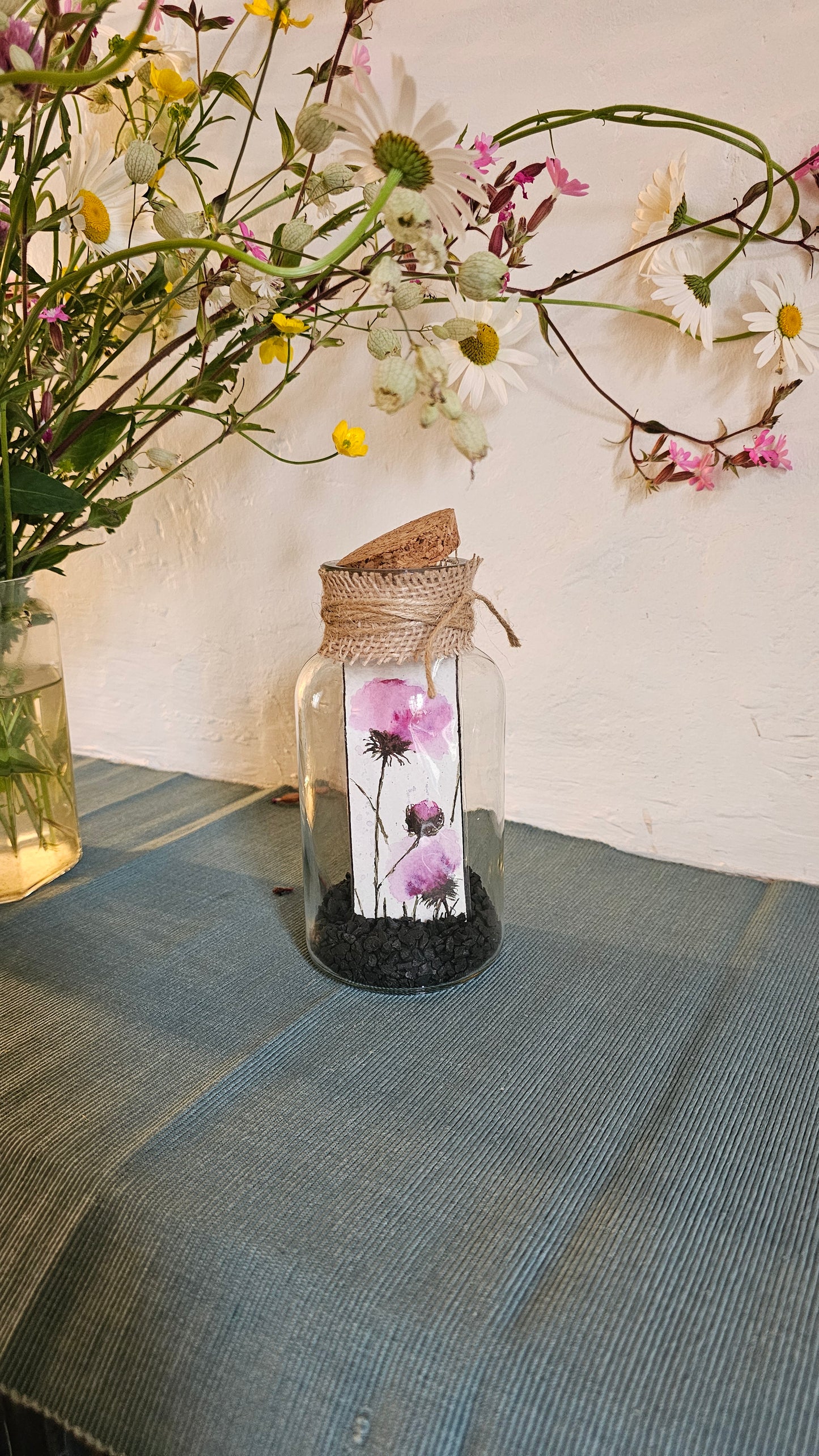 Vase aquarelle pavots