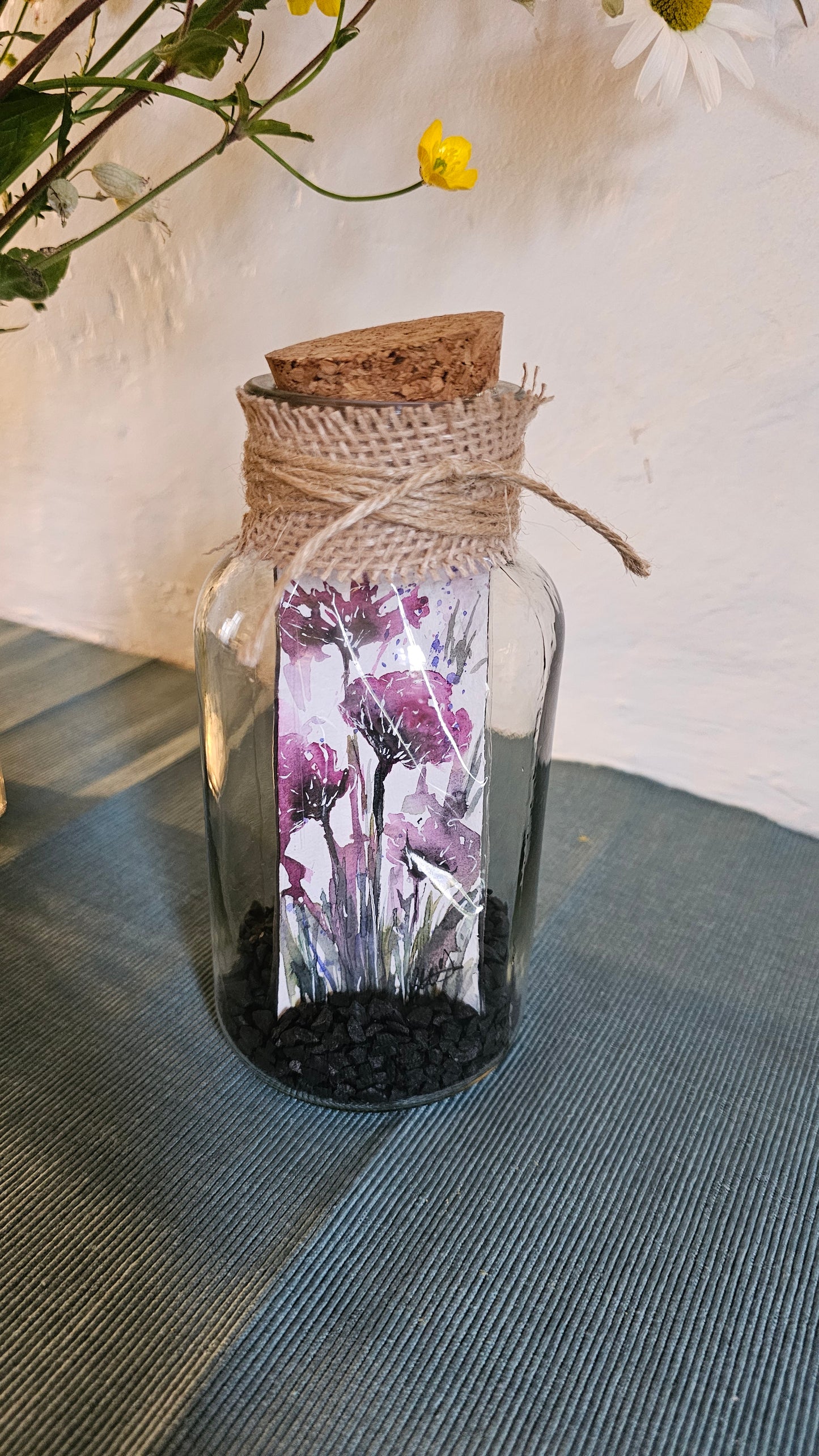 Vase aquarelle fleurs violettes