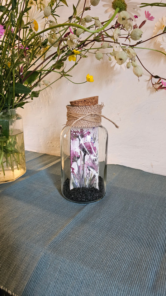 Vase aquarelle fleurs violettes