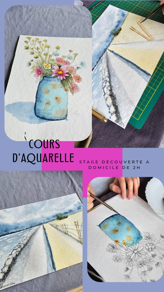 COURS AQAUARELLE A DOMICILE : ATELIER DECOUVERTE DE 2 HEURES